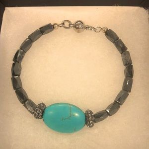 Hematite magnetic bracelet with turquoise stone